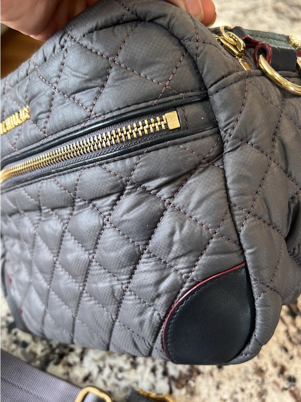 MZ Wallace Quilted Crossbody Bag in Charcoal with Gold Hardware - Picture 5 of 11